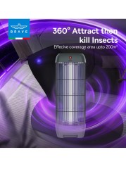 Brave Electric Mosquito Killer Bug Zapper with 15W UV Lamp, Powerful Indoor & Outdoor Insect Trap, Quiet, Safe, and Effective for Home, Kitchen, Patio, and Commercial Use (GREY BIK-04)