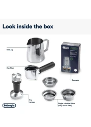 De&#39;Longhi Dedica Arte Espresso Machine - MyLatteArt Milk Foam Nozzle, 15 BAR Pressure, Steel Tamper Included, Beige Gold - Create Perfect Espresso, Cappuccinos, and Latte Art at Home - EC885.BG