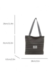 Korean Style Retro Casual Work Tote Bag For Women 2025 New Fashionable Canvas Satchel Shoulder Bag