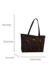 A New Women s Bag Retro Fashion Leopard Print Large Capacity Tote Bag Zip Opening Lightweight Minimalist Shoulder Bag Suitable For Daily Life Leisure Commuting Work And Student Use Leopard Print Cheet