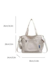 KVKY Large Capacity Unisex Tote Bag With Coin Purse 1pc New Korean Style College Style Middle School Student Schoolbag Casual Bag Crossbody Shoulder Bag Canvas Bag Slant Cross Bag Women Bag With Dime