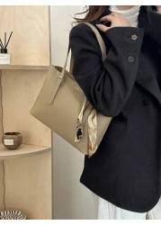 حقيبة كتف نسائية عالية الجودة ذات لون أحادي الخفيفة الوزن، متعددة الاستخدامات، ذات طراز راقي جديد