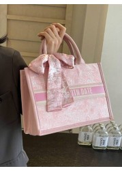Casual Style Letter Print Large Capacity Top Handle Tote Handbag Nursing Bag Weekend Bag Everyday Bag Etc Perfect For Daily Use Suitable For Traveling Work Or Shopping University College Classroom Com