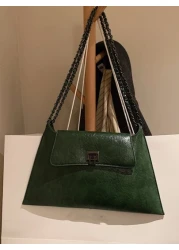 Fashionable And Elegant Street Vacation Solid Color Chain Vintage Tote Envelope Shoulder Bag Versatile For Shopping And
