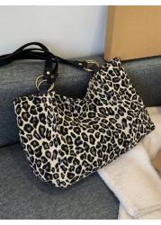 New Fashion Leopard Print Large Capacity Shoulder Under Arm Casual School Tote Bag Fashion Leopard Print Bag