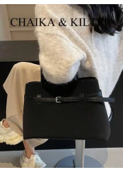 1pc Women Suede Fabric Tote Bag Vintage Casual Large Capacity Handbag With Magnetic Closure Belt Decor Dual Handles Design Suitable For Travel Shopping Dating Gifts For Teenage Girls College Students