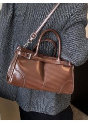 Women s Glossy Tote Bag Large Capacity Fashion Handbag With Detachable Shoulder Strap Coffee Color