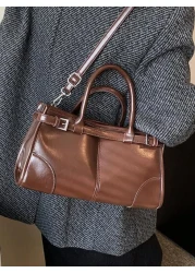 Women s Glossy Tote Bag Large Capacity Fashion Handbag With Detachable Shoulder Strap Coffee Color