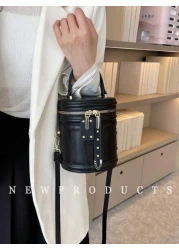 low tea Bag Female Fashion Niche Cylinder Handbag Bucket Bag New Senior Sense Single Shoulder Crossbody Bag Change Lipstick Box Bagversatile Niche Texture Chain Messenger Bag Suitable For Dating Shopp