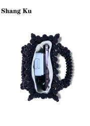 French Fashion High End Handmade Beaded Woven Hollow Mulberry Bead Handbag