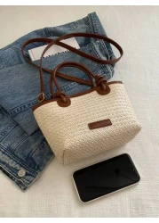 حقيبة تسوق ذات كتف واحد محبوكة 2025 للنساء، سعة كبيرة للأعمال اليومية والشاطئ والعطلات