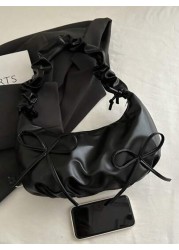 Cross Border Korean Style Elegant Ruffle Cloud Bow Handbag With Chain Shoulder Strap New Fashion Ruffle Underarm Bag