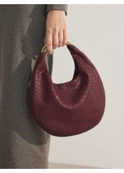 MOTF PREMIUM FASHIONABLE STREETWEAR PLAIN TEXTURE CRESCENT HANDBAG FOR WOMEN VALENTINES