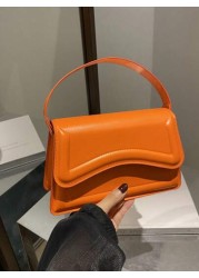 New Orange Ladies Solid Color PU Small Square Bag Simple And Stylish Handbag For Going Out And Versatile
