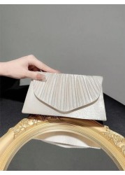 Women Classic And Elegant Pleated Design Clutch Bag With Flap Perfect For Formal Parties Romantic Weddings Dances And Evening Events Can Be Used As Handbag Envelope Bag Or Chain Bag Fits With Evening