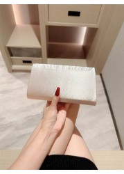 1pc Classic Pleated Satin Design Formal Evening Dress Party Clutch Bag Elegant For Prom Wedding Ball Dance Envelope Chain Bag Tready Party Bags Perfect For Party Wedding Prom Dinner Banquet Essential