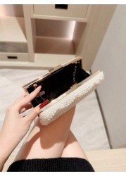 Faux Pearl Decor Box Shaped Chain Crossbody Bag Party Bags Perfect For Party Wedding Prom Dinner Banquet Perfectly Matching With Prom Dresses For Women Prom Accessories Sequin Dress Women Sparkly Dres