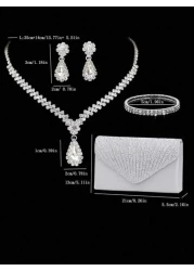 Women s Luxury Elegant Party Crystal Evening Clutch Bag Chain Shoulder Bag Rings Earrings And Adjustable Bracelet Set