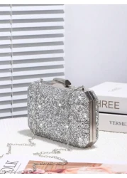 Sparkling Sequin Decorated Women s Evening Bag Shiny Square Clutch With Metal Chain Crossbody Bag Perfect For Weddings Parties Balls Nightclubs Birthday Gifts Valentine s Day Gifts Cosmetic Bag Dress