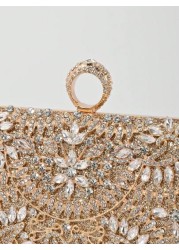 Elegant Women s Crystal Decorated Evening Clutch Luxury Glittering Box Shape Handbag Suitable For Weddings Galas Formal Events Party Purse Women s Top Handle Shoulder Crossbody Bag Perfectly Matching