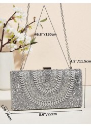Handcrafted Glitter Rhinestone Embedded Evening Clutch Bag Party Bag Cosmetic Bag Shoulder Strap Crossbody Chain Bag Fashion Handbag