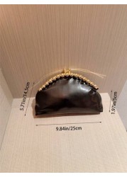 Moonlit Eve Bag 1pc Fashion Metal Sphere Decor Party Handbag European American Style Luxury Leather Clutch Purse Elegant Sophisticated Wedding Gala Bag Suitable For Wedding Prom Formal Events Formal D