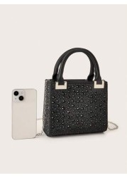 Women Luxury Satin Mini Rhinestone Decorated Clutch Bag Elegant Evening Party Handbag Formal Prom Gown Wedding Purse For Ladies Daily Commute Or Dating For Party Wedding Prom Dinner Banquet Matching W