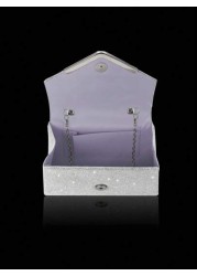 Shiny Elegant Fashionable Charming Rhinestone Flap Handbag Exquisite Women s Evening Bag Matched With Glitter Rhinestone Jewelry Three Pieces Set Luxurious And Exquisite Rhinestone Necklace Bracelet A