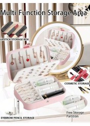 1pc Portable Travel Jewelry Box Fashion Zipper Jewelry Case Mini Ring Box Waterproof PU Leather Storage Bag Jewelry Organizer And Container With Velvet Lining For Rings Earrings Pendants Necklaces Bra