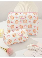 1 Piece Large Capacity Women Makeup Bag Fashion Sweet Style Cosmetic Bag Set Printed Wash Bag Sorting Storage Bag Vanity Organizer Beauty Case Zipper Pouch Makeup Bag Toiletry Bag Versatile Storage Ba
