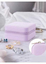 1pc Portable Travel Jewelry Box Mini PU Earring Ring Storage Case Minimalist Makeup Organizer Box Detachable Jewelry Display Tray Multifunctional Desktop Storage Box For Rings Pendants Earrings Neckla