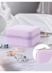 1pc Portable Travel Jewelry Box Mini PU Earring Ring Storage Case Minimalist Makeup Organizer Box Detachable Jewelry Display Tray Multifunctional Desktop Storage Box For Rings Pendants Earrings Neckla