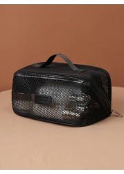 1pc Portable Mesh Travel Toiletry Bag Large Capacity Makeup Organizer Pouch Multi Functional Cosmetic Bag With Handle Women Gift Girls Gift Birthday Gift Mother s Day Gift Can Store Lipstick Eyeshadow