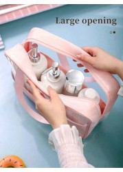 1 حقيبة مكياج PVC مقاومة للماء وللأسفار ، حافظة لفرش المكياج ومنظم، حقيبة مكياج شفافة بطبعات، إكسسوارات سفر صيف