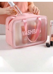 3 1pc Large Capacity Waterproof Toiletry Bag Double Layer Makeup Organizer Bag Multi Functional Travel Storage Pouch Cosmetic Brush Holder Suitable For Cosmetics Makeup Tools Skincare Products Eyebrow