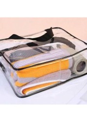 3Pcs Set Transparent Toiletry Bags Large Capacity Travel Organizer Storage Pouch Makeup Cosmetics Bag Multifunction Makeup Bag Beach Pool Spa Gym Bag Large Capacity Travel Toiletries Zipper Storage Ba