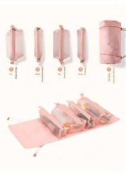 1pc Women s Waterproof 4 In 1 Travel Toiletry Bag Detachable Makeup Bag Cosmetic Pouch Pink Bathroom Bag Storage Bag Makeup Brush Holder Portable Compartment For Cosmetics Makeup And Lipstick Great Fo