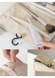 1pc Travel Make Up Bag Waterproof Toiletry Bag Beauty Storage Bag Portable Cosmetics Bag Multi Functional Makeup Hanging Bag Travel Storage Bag Travel Makeup Bag Hand Held Zipper Bag Mesh Bag Travel B