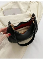 Hot Search Crescent Handbag 1 Piece Solid Acrylic Chain Decoration PU Portable Elegant Zipper Shoulder Bag Handbag Suitable For Girls To Travel And Daily Use