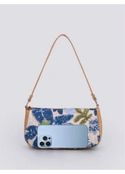 Sequin Embroidery Floral Baguette Bag Ladies Fashion All Match Beaded Stitching Underarm Bag With Color Block Embroidery Zipper Shoulder Bag Cut Randomly Elegant Pearl Bag