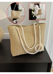 حقيبة كتف محبوكة كبيرة السعة للنساء، حقيبة يد رائجة بأسلوب عصري لعام 2024، حقيبة مريحة وعصرية للحمل