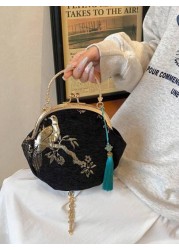 Summer Random Pattern Hanfu Style Crossbody Bag New Clip Mouth Handbag For Women
