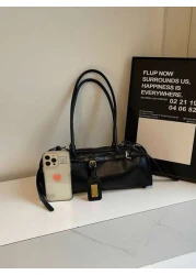 MINGHONG 1pc New Fashionable PU Casual Commuter Bag Minimalist Solid Color Retro Style Chic Shoulder Underarm Bag For Women Autumn Winter