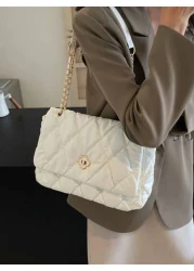 حقيبة كتف نسائية ذات حواف ناعمة ومطرزة بالماس خط لحقيبة وسادة كبيرة السعة محمولة أنيقة