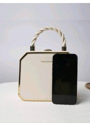 Waterproof Lightweight Business Casual Mini Letter Graphic Chain Box Bag For Teen Girls Women CollegeStudents Rookies White Collar Workers Perfect For Office College Work Business Commute