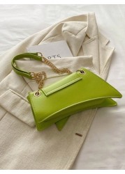 Fashionable Green Unique Shaped Chain Shoulder Bag