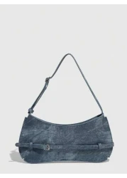 حقيبة كتف صغيرة بسيطة قابلة للاستخدام المتعدد لون أحادي قطعة واحدة من جلد البولي يوريثان بشريط معلق، حقيبة جل