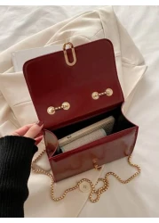 Mini Solid Color Glossy PU Leather Women Shoulder Bag Crossbody Bag Suitable For Women Shopping Work Office Outdoor And Daily Use