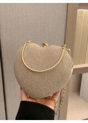 Glamorous Glitter Bling Sequin Luxury Shiny Women s Heart Shaped Rhinestone Evening Clutch Bag Luxury Designer Girls Glitter Crystal Handbag With Chain Strap Y2k Style Novelty Bag Purse For Wedding Pa