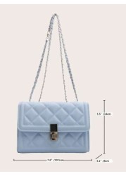 Fashion Solid Color Quilted Square Chain Shoulder Bag Versatile Flap Banquet Evening Bag New Lightweight Handbag Purse Daily Commuting Messenger Bag For White Collar And Student Casual Mobile Phone Co